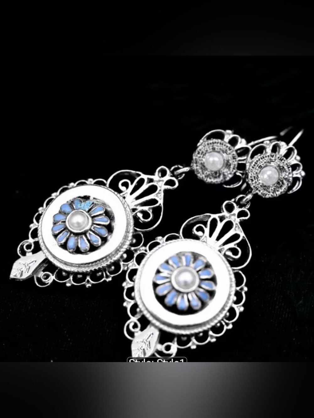 $8 Each Or Bundle 5/$20 Sterling Silver Blue Victorian Style Flower Earrings